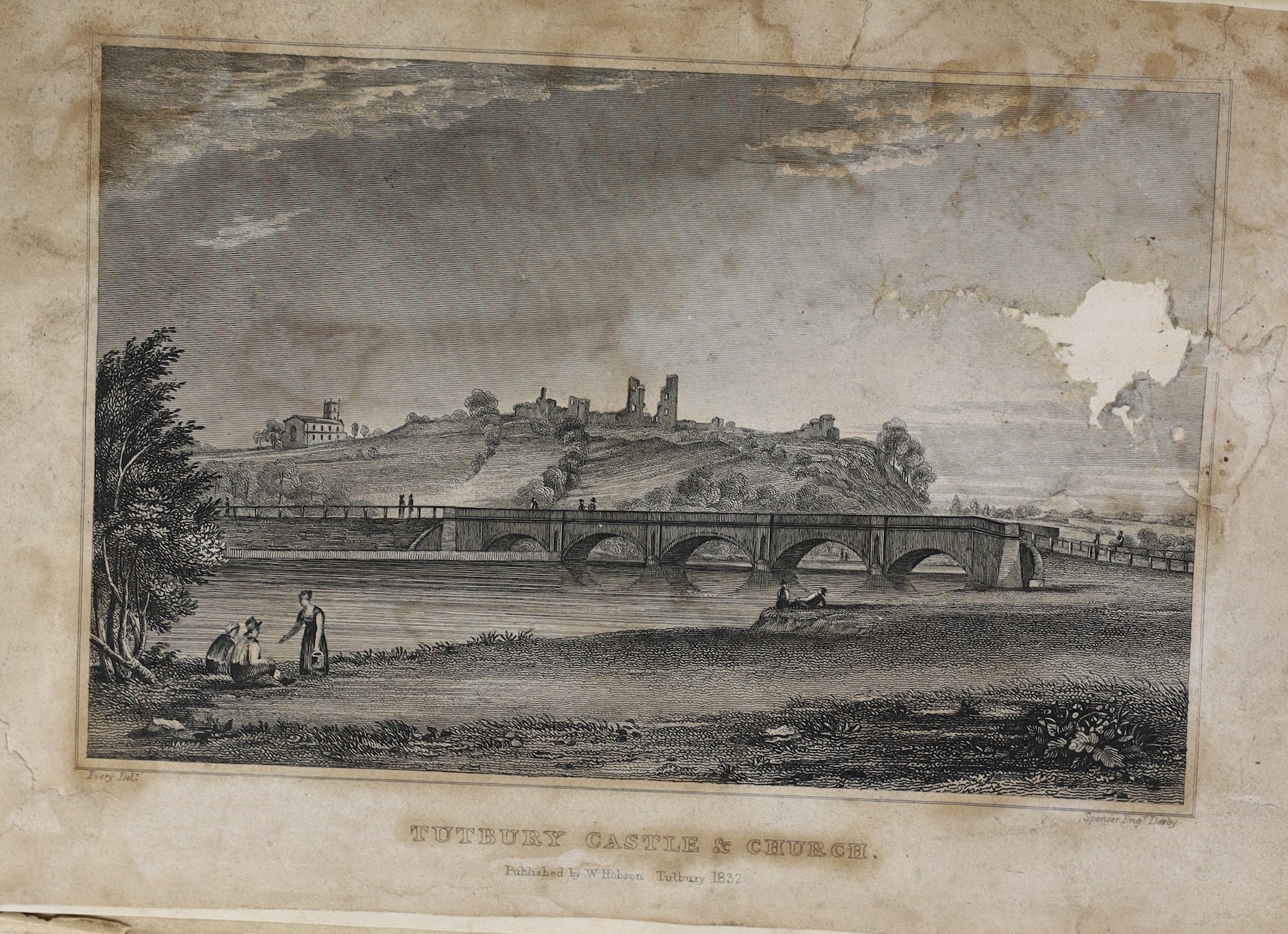 STAFFORDSHIRE: Mosley, Sir Oswald - History of the Castle, Priory, and Town of Tutbury ... plan, 4 plates and a text engraving: rebound cloth-backed marbled boards, 1832